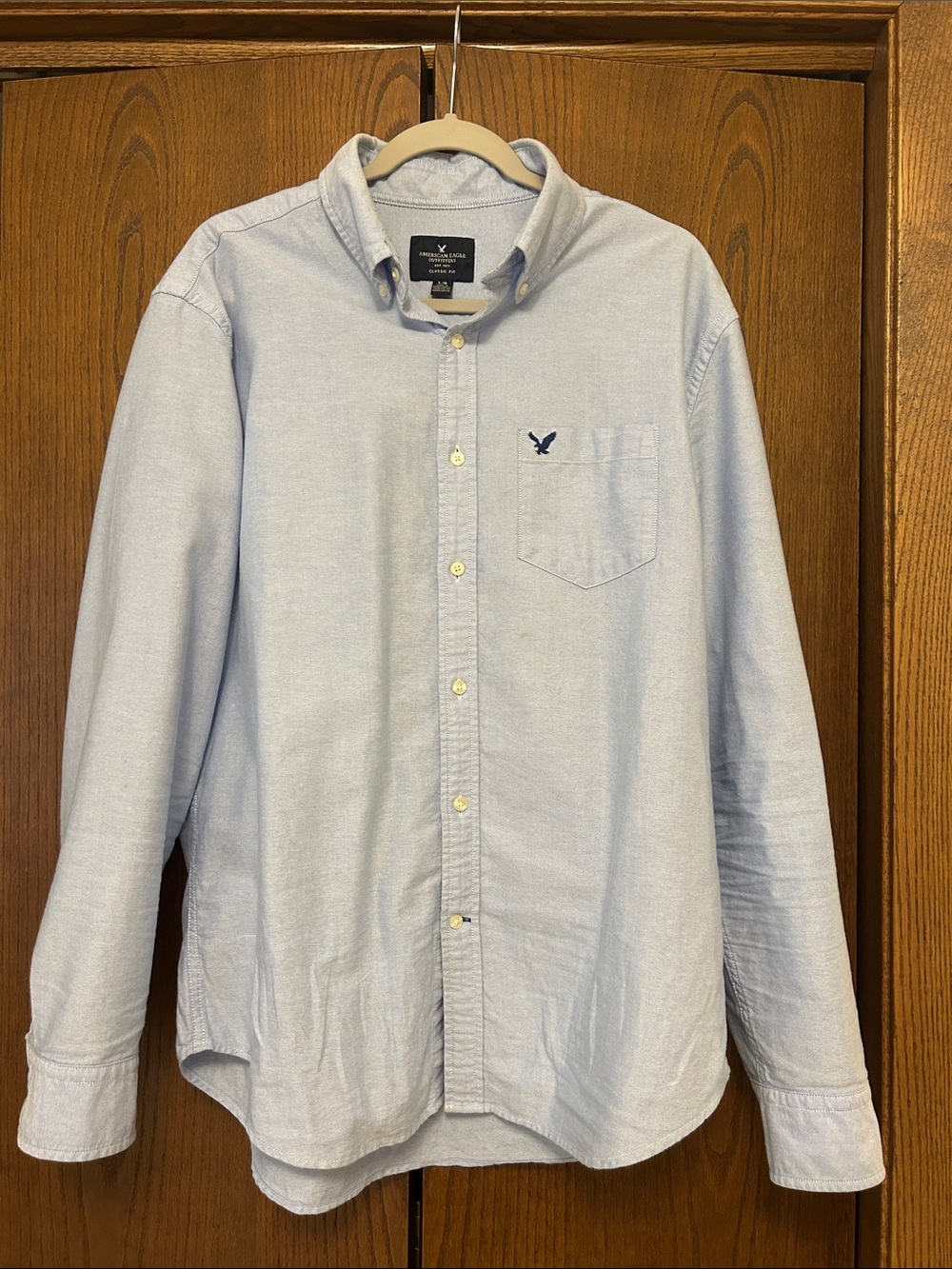 American Eagle Outfitters Light Blue Oxford Button-Down Shirt